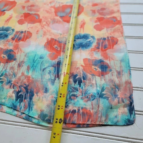 Vintage Lighweight Sheer Kimono Cardigan Poppy Floral Black Small Sheer Peach - Picture 11 of 11